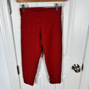 Booty by Brabants Red Honeycomb Textured High Rise Cropped Leggings Size L
